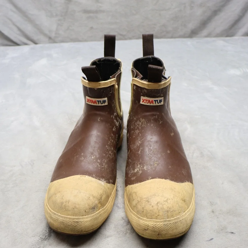 XTRATUF Men 11 Rain Boots Brown Deck Waterproof Slip On Fishing Durable Workwear